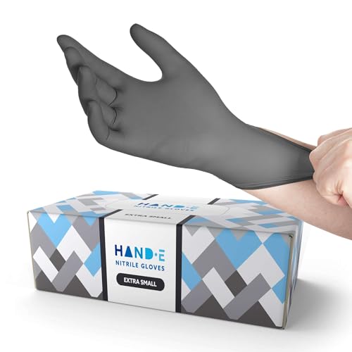 Hand-E Touch Disposable Grey Nitrile Gloves 50 and 200 Count, Latex Free Medical Gloves - color: Gray (X Small)
