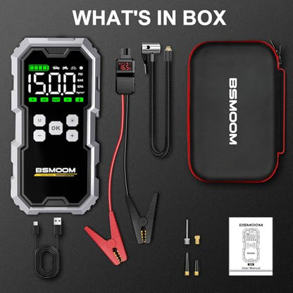 Jump Starter with Air Compressor, 7000A 26800mAh 150PSI Portable Car Battery Jump Starter (All Gas/10.0L Diesel), Jump Box Portable Jumper Cables with 3.4" LCD Display, 2 Lights