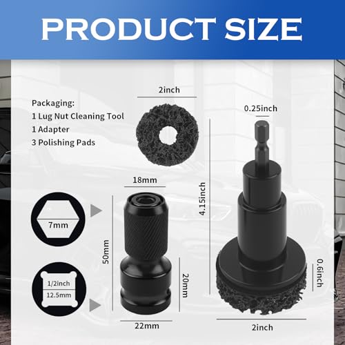 5PCS Wheel Hub Cleaning Tool,Polishing Rustproofing Wheel Hub Cleaning Kit with 3 Grinding Discs,Wheels Stud Cleaner Fits Power Drill 1/2" Impact Wrench for Cars Trucks - color: 5PCS