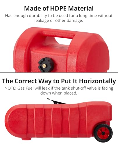 15 Gallon Gas Can, Portable Fuel Tank With Pump, Fuel Transfer Tank, Portable Gasoline Tank On Wheels With Le Fluid Transfer Siphon Pump and 10-Inch Hose for Cars, Boats, Lawnmowers, ATVs - color: Red