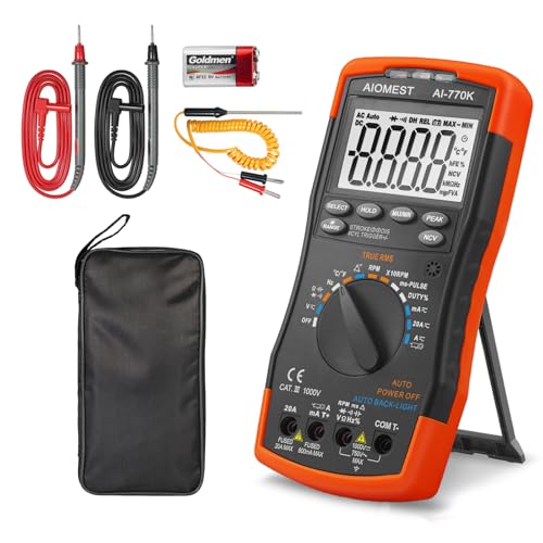 Automotive Multimeter Engine Analyzer, AIOMEST Digital DMM Meter AI-770K to Measure Car Dwell Angle, RPM Tach, Injection Pulse, AC/DC Amp Voltage Ohm True-RMS 6000 Count Multi Tester - color: Automotive DMM