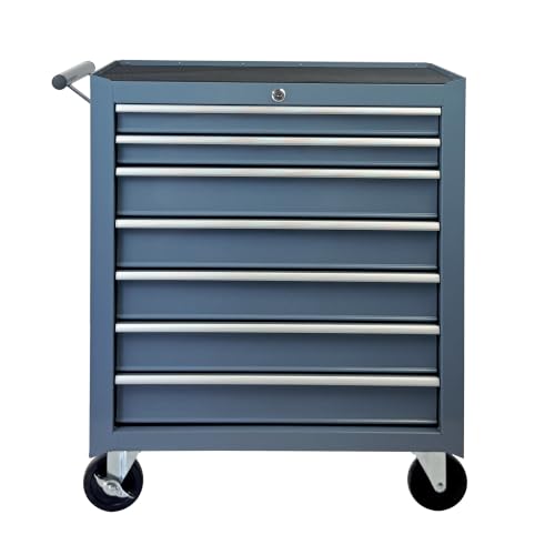 7-Drawer Lockable Rolling Tool Chest, Silver | Heavy Duty Steel Tool Chest with Wheels,Drawer Liners,Enhanced Packaging for Garage,Workshop,Mechanic,Shop - color: Silver, style: 7 drawer