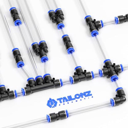 TAILONZ PNEUMATIC 50 pcs Straight Push Connectors Plastic Quick Release Connectors Air Line Fittings for 5/32 1/4 5/16 3/8 1/2Tube (2 Way) - size: 5/32''OD/1/4''OD/5/16''OD/3/8''OD/1/2''OD, style: 50PCS