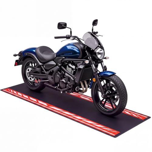 Drydiet Motorcycle Mat Garage Floor Rug Washable Parking Mats for Garage Floors Non Slip Oil Absorbent Pad Rubber Backing Layer Protects Floor(Red,Black,98 x 40 Inch) - color: Red,Black, size: 98 X 40 Inch