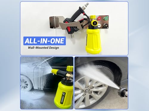 FIXFANS Pressure Washer Gun Holder, Wall Mounted Foam Cannon Tool Organizer | Power Washer Snow Foam Lance Tool Organizer, Nozzle Tips and Car Wash Accessories Kit Storage Rack, 1/4" Quick Connect - size: 2.87 ×16.54 × 3.88 INCH