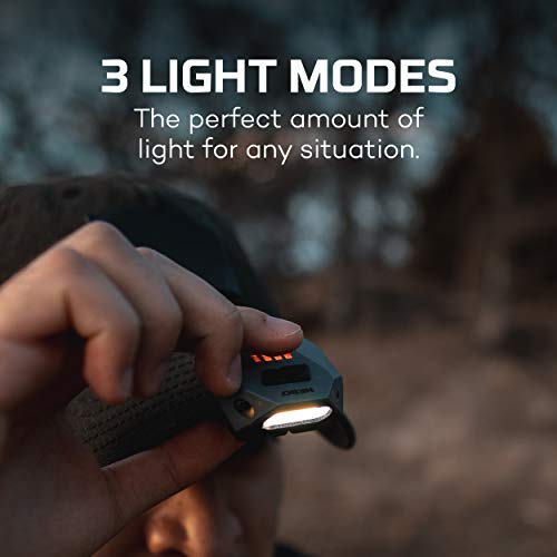 NEBO Einstein Rechargeable Cap Light | 50 Lumens, 3 Light Modes, 90 Degree Adjustable Tilt, Compact & Portable, Hands-Free Wave Activated LED Light, Includes Micro-USB Charging Cable. - style: 50 Lumen