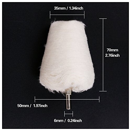 Swpeet 4 Pcs White Cotton Polishing Buff Wheel Set for Polishing Tools, Polishing Pad Wheel Set Perfect for Manifold, Aluminum, Stainless Steel and Chrome (Cone/Column/Mushroom/T-Shaped)