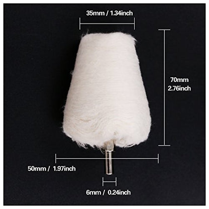 Swpeet 4 Pcs White Cotton Polishing Buff Wheel Set for Polishing Tools, Polishing Pad Wheel Set Perfect for Manifold, Aluminum, Stainless Steel and Chrome (Cone/Column/Mushroom/T-Shaped)