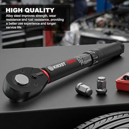 9PCS 1/4" 3/8" 1/2" Drive Click Torque Wrench, 72 Teeth Dual-Direction Adjustable, ±3% Accuracy Click Torque Wrench Set for Car, Motorcycle Maintenance - size: 9Peice