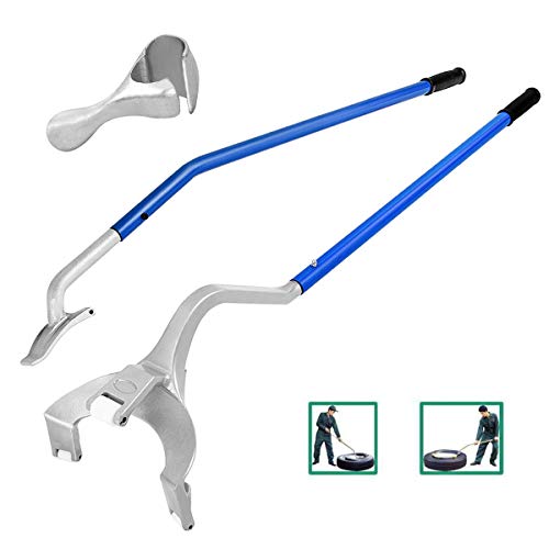 Goplus Tire Changer, 17.5" to 24" Steel Tire Mount Demount Tool Kit, Tubeless Truck Bead Breaker Manual Tire Changing Tools (Blue)