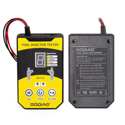 GODIAG GT113 Injector Tester Cleaner Kit, 8 Pulse Modes 6 Adapters, 12V/5V Output for Cars Motorcycle