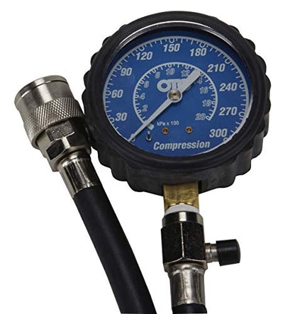 OTC 5605 Deluxe Compression Tester Kit for Gasoline Engines with Easy to Read 2-1/2" Dual Scale Gauge, Extra Long Flex Hose, Multiple Adapters, and Storage Case