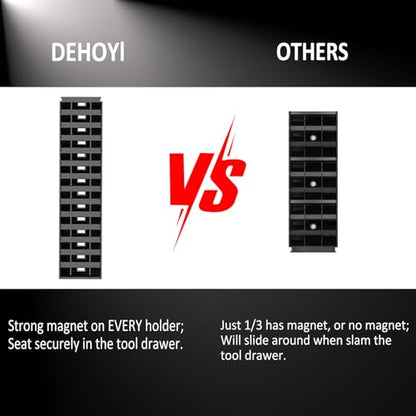 DEHOYI Premium MAGNETIC Modular Wrench Organizer System- Wrench Rack with Metric&SAE Labels, Tool Storage Holder. Gift for mechanics (Black) - style: Magnetic(48 pcs Black)