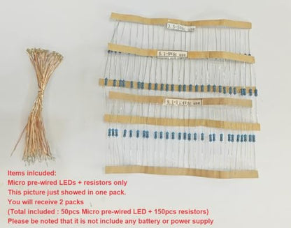 50pcs Pre-soldered Micro pico Litz Wired Leads Blue SMD Led 0603 + Muti-Resistor New - color: (3)Blue, size: 50pcs