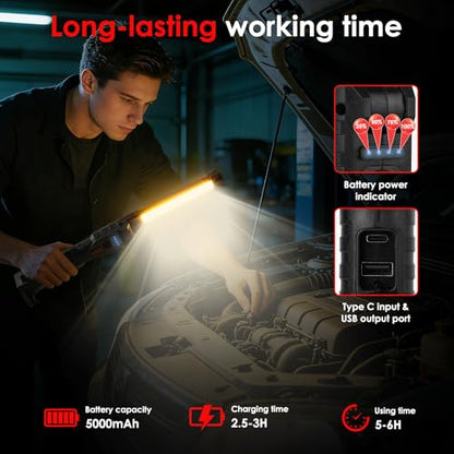 Led Work Light Magnetic, 7 Modes & 180°Rotate Rechargeable Led Work Light, Portable COB Flashlight with Strong Magnet, Mechanic Light for Car Repair, Camping, Emergency, Tool Gifts for Men Him (2)