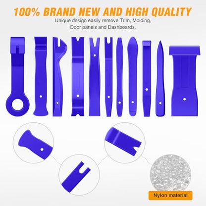 GOOACC 11PCS Auto Trim Removal Tool Kit No-Scratch Tool Kit for Car Audio Dash Window Molding Fastener Remover Tool Kit-Blue - color: Blue, size: 11PCS Trim Removal Tool