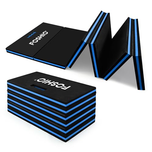 FOSHIO Foldable EVA Mat with Carrying Handles - Thick Kneeling Mat for Mechanics, Garage, Picnicking, Gardening, Camping, Home Gym - color: Blue