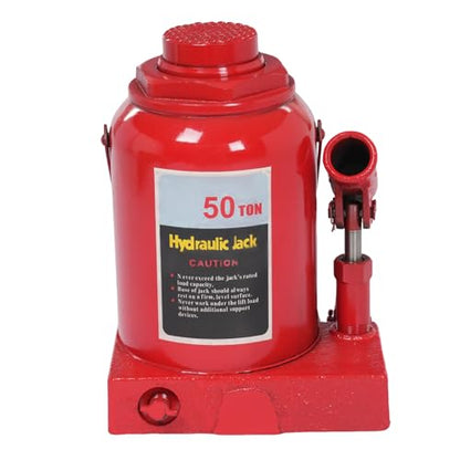 mignonnememe 50 Ton Low Profile Welded Bottle Jack, Hydraulic Jack for Lifting Trucks, Heavy Equipment, 10.23in Body Height, 110,231 lbs Capacity, Red