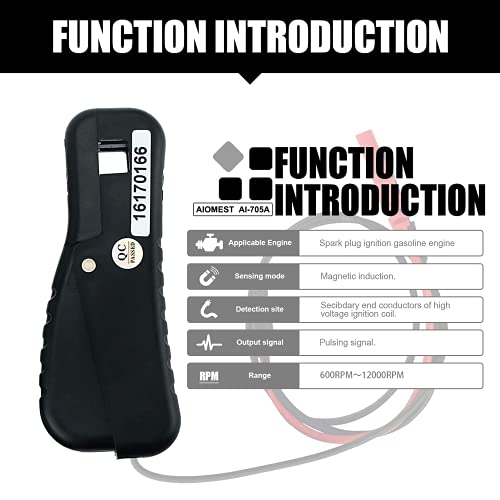 AIOMEST Digital Gasoline Inductive Tachometer, AN-705A RPM Signal Pick Up Lead Clamp Kit, Automotive Multimeter Accessory for Gas Engine Diagnosis - color: RPM Test Lead(Work with AI-770K)