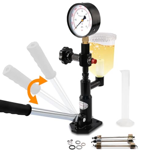 600Bar 8700PSI Diesel Fuel Injector Tester Kit, Diesel Injector Nozzle Tester for Adjust Injector Nozzle Pressure and Testing Diesel Injector Nozzle Pop Pressure Tester with Dual Scale Gauge