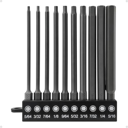 Impact Rated Screwdriver Bit Set, 4" Extended Long Magnetic Power Bits, Premium S2 Steel, Shock-Absorbing Design, 1/4" Hex Shank for Power Drill & Impact Driver (4 Inch SAE Hex) - size: 4 Inch SAE Hex