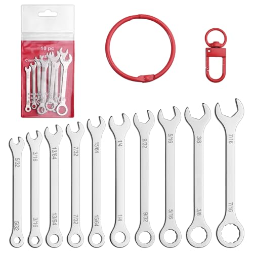 10PCS Super-Thin Mini Wrench Set Standard SAE 5/32"-7/16" Ultra-Slim Ignition Wrenches Open End and Box End Combination Wrench Set for Tight Spaces, Circle Ring, Gate Clip in Pouch - size: Ultra-Thin SAE