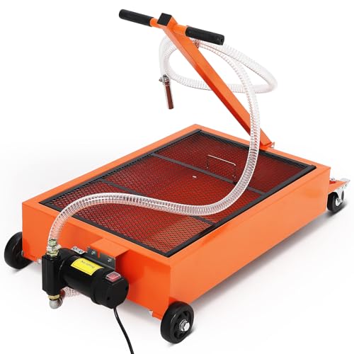 20 Gallon Manual Oil Drain Pan,Low Profile Oil Drain Pan with 110V Electric Pump,76L Oil Change Pan with 8.2ft Hose & Folding Handle, Rolling Oil Drain Cart for Car, SUV, Trucks Oil Draining - size: 20 Gallon, style: Electric