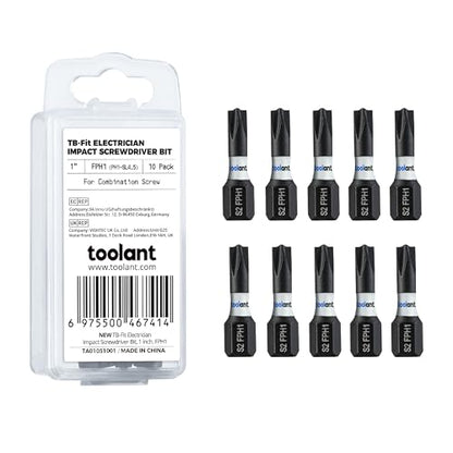 toolant TB-Fit Electrician Impact Screwdriver Bit Set, 10pcs FPH1 (PH1-SL4.5) 1 Inch Long, 1/4” Hex-Shank S2 Steel Hex Bits Set, CNC Machined Tips with Magnetism1 inch, - size: 1" FPH1（PH1-SL4.5）