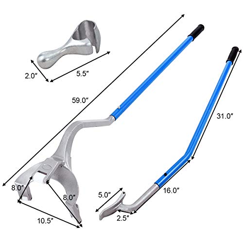 Goplus Tire Changer, 17.5" to 24" Steel Tire Mount Demount Tool Kit, Tubeless Truck Bead Breaker Manual Tire Changing Tools (Blue)