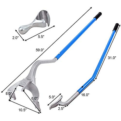 Goplus Tire Changer, 17.5" to 24" Steel Tire Mount Demount Tool Kit, Tubeless Truck Bead Breaker Manual Tire Changing Tools (Blue)