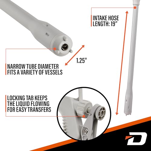 DEWAY Automatic Fuel Transfer Pump with Nozzle for Quick Flow Control & Stop, Powerful A Battery Powered with USB-C, 51 Inch Extra Long Hose Fits All Size Cans, Portable Pump Transfers - 3.8 Gal/Min - style: Hand-Trigger Nozzle