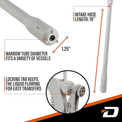 DEWAY Automatic Fuel Transfer Pump with Nozzle for Quick Flow Control & Stop, Powerful A Battery Powered with USB-C, 51 Inch Extra Long Hose Fits All Size Cans, Portable Pump Transfers - 3.8 Gal/Min - style: Hand-Trigger Nozzle