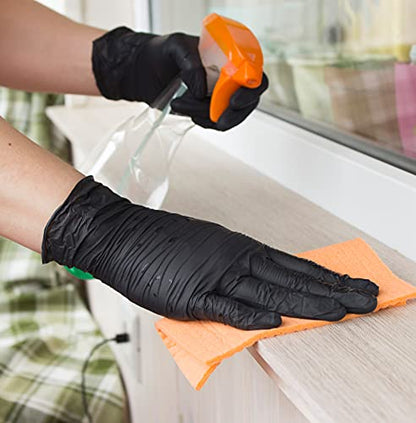 Safeguard, Nitrile Disposable Gloves, Powder & Latex Free, Box of 100 Gloves, Size Medium, Black - color: Black, size: Medium (100 Count)