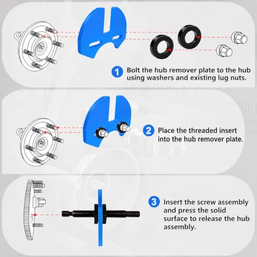 Mhot Wheel Hub Removal Tool Kit, Wheel Bearing Hub Remover Tool Set Compatible with 5 6 8 Lug Hub Assemblies on Cars and Trucks, Wheel Hub Buster Puller with Carrying Case - color: BLACK
