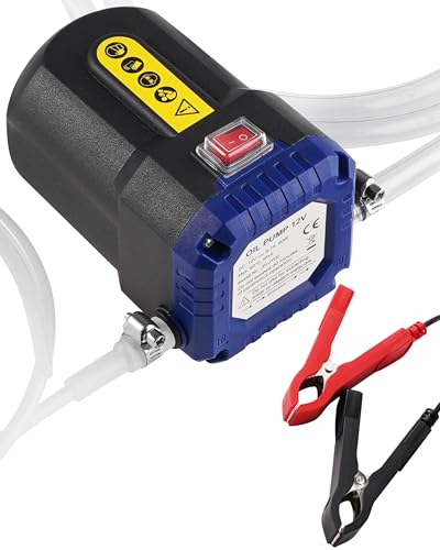 Oil Extractor Pump 12V 80W, Upgraded Electric Engine Oil Pump w/ Auto Overload, Oil Change Pump for Motor Oil, Gear Oil, Transmission Fluid, Lube, Fluid Transfer Pump for Car, Mower, Marine, Blue - color: Blue