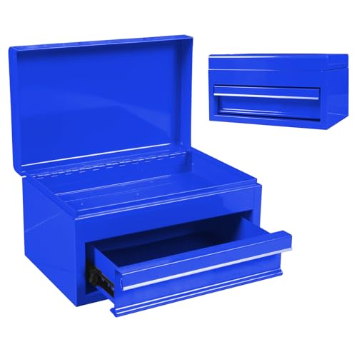 Torin APBT701UB 10" Mini Portable Steel Tool Box with drawer,Small Metal Tool Chest for Garage,Home or Workbench,Blue - color: Blue, style: 10" mini toobox