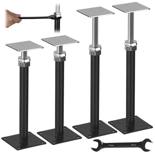 4PCS House Joist Jacks for Leveling, 11" - 16" Height Adjust Range, Adjustable House Floor Jacks for Lifting, Telescoping Screw Jacks for Temporary Support - 11000 lbs Max Load Capacity - size: 11-16in Black