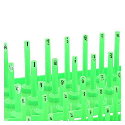 OEMTOOLS 22339 3-Post SAE Socket Tray Set, 3 Piece, Deep, Shallow, and Impact 3 Row Socket Organizer for Tool Box Drawer, Holds 120 Tools, 1/4, 3/8 and 1/2 Inch Drive, SAE, Green - size: 3 Piece SAE