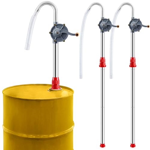 2 Pack Drum Pump, Fits 15-55 Gallon Barrels, Manual Hand Barrel Pump for Diesel, Hydraulic Oil, Heating Oil, and Multipurpose Fluid Transfer Tool