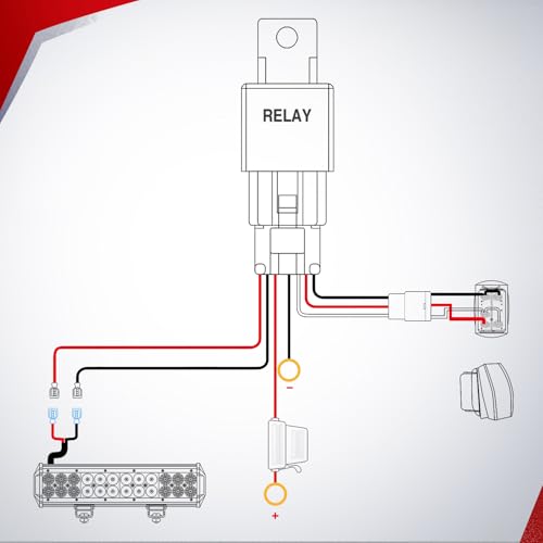 Nilight Wiring Harness Kit Nylon 14 AWG 1 Lead 12V 5Pin Rocker Switch Laser On Off Power Relay Blade Fuse for LED Light Bar Off Road Lights on Cars Jeep Boat Trucks - color: 14AWG Wiring Harness -1 Lead w/ Nylon Wire Loom