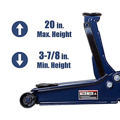 TCE AT84007U Torin Hydraulic Low Profile Service/Floor Jack with Dual Piston Quick Lift Pump, 4 Ton (8,000 lb) Capacity, Blue - size: 4 Ton