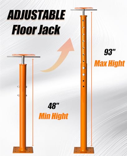 House Floor Jack, 48"-93" Adjustable Post Basement Support Pole Jacks, Heaty Duty Telescoping Jacks for Leveling, Floor Joist Jack for House Lifting Temporary Support, 18000 lbs Max Load Capacity