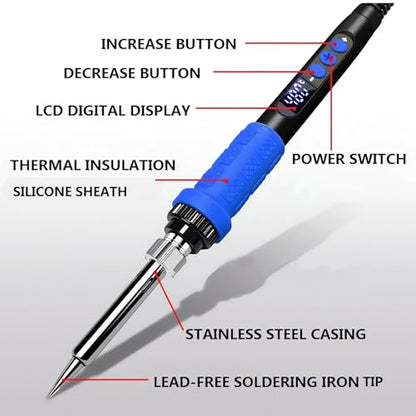 Electric Soldering Iron, Adjustable Temperature Soldering Iron Kit, 5pcs Solding Tips, Digital Multimeter Kit, Multi Tester, NCV, TRMS 6000 Counts, Smart Auto-Ranging, Voltage Tester