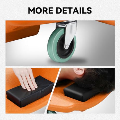 Auto Dynasty 47 Inches Mechanic Creeper, Automotive Garage Repair Low Profile Under Car Rolling Creeper with Padded Headrest, Plastic, Orange - color: Orange