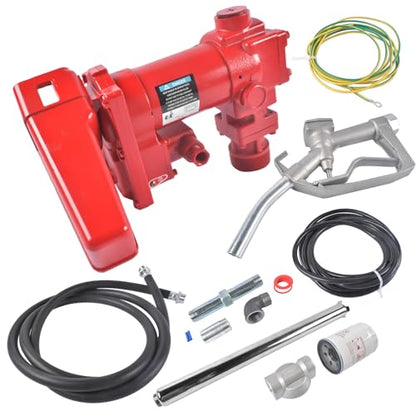 High Flow Fuel Transfer Pump, 12V DC 20GPM Gas Diesel Transfer Pump with 12ft Hose and Manual Nozzle for Vehicle Farm Industrial Use