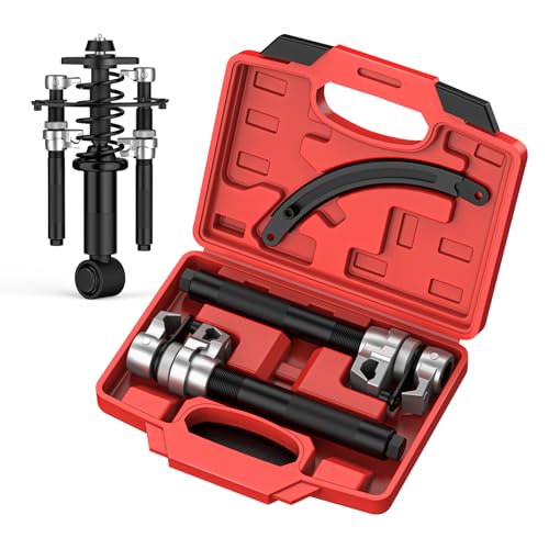 Coil Spring Compressor Tool Automotive 2 pcs Heavy Duty Macpherson Strut Spring Compressor Set with Safety Bracket Compressor Set with Safety Bracket for Car Truck ATV UTV, 2200 LB Capacity
