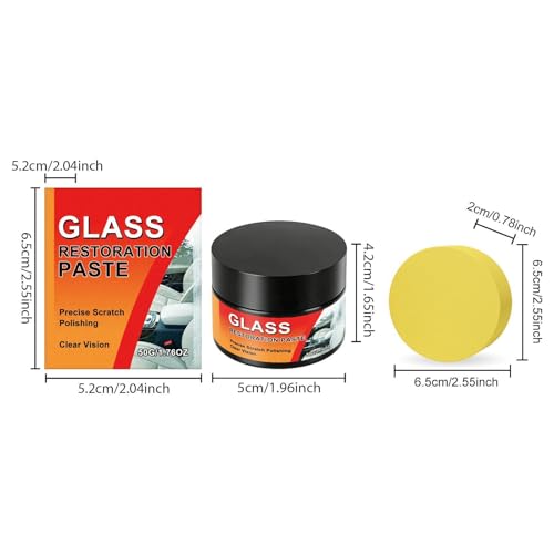 Glass Scratch Repair Kit - 50g with Sponge Polishing Cleaning Wax - Car Windshield Scratch Remover,for Truck SUV RV Sedan Automotive Outdoor Travel Road Trip Home Apartment
