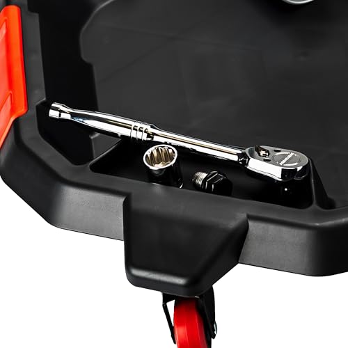 Powerbuilt 2-in-1 2 Gallon Oil Drain Caddy, Tool Creeper, Drain Pain - Red Black 642964ECE