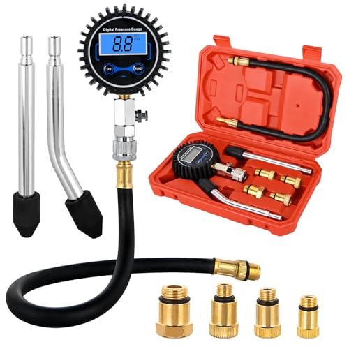Nilight Compression Tester Kit, Digital Compression Gauge 0-250PSI Automotive Tool for Petrol Gasoline Engine Cylinder Compression Test with Adapter & Hose - color: Digital