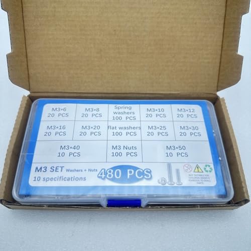 Button Head/Hex Socket/Phillips Flat Head Screws Assortment - Furniture, Auto, Home Repair Fastener Kit (480 PCS M3 Semi-Circular Hexagon Screws Set) - color: 480 PCS M3 Semi-Circular Hexagon Screws Set